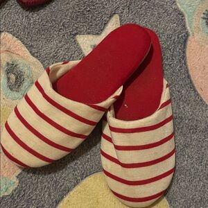 Red and White Striped Slippers